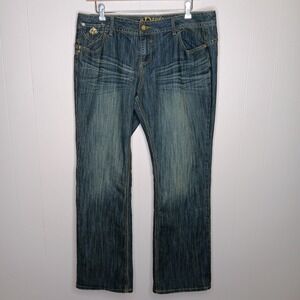 Dereon Bootcut Jeans 20 Blue Rhinestone Pocket Embroidery Y2k Mcbling Beyonce